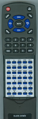 CRAIG CVD401RC Replacement Remote