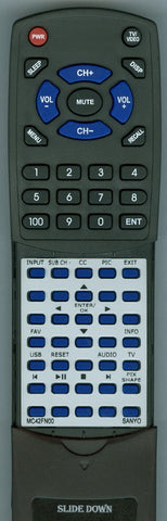 SANYO- 8TL06541W4B Replacement Remote