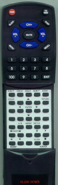 AUDIOVOX RT42GG0001 Replacement Remote