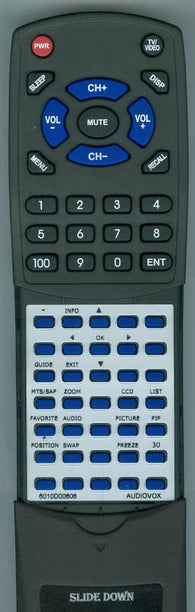 AUDIOVOX 6010D00606 Replacement Remote