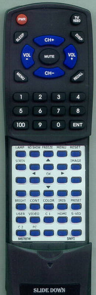 SANYO 645 078 3746 Replacement Remote