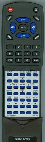 SANYO RT8TL06530W37 Replacement Remote