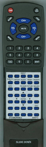 SANYO 8TV398GRABD2 Replacement Remote