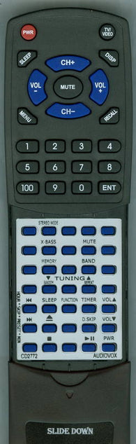 AUDIOVOX RTCD2772 Replacement Remote