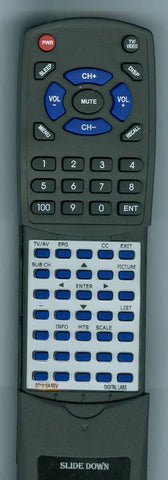 DIGITAL LABS DT191SA Replacement Remote