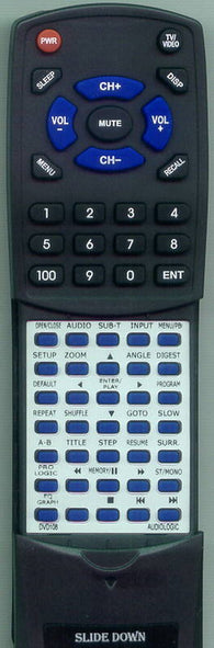 AUDIOLOGIC RTDVD108 Replacement Remote