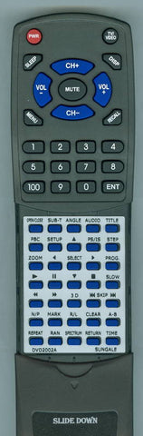 SUNGALE DVD2002A Replacement Remote