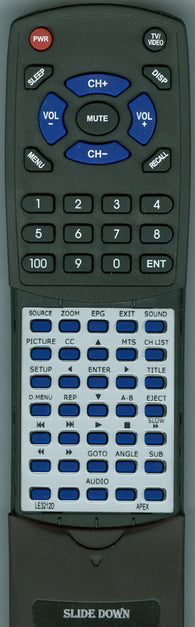 APEX LE3212D Replacement Remote