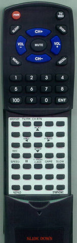 SYMPHONIC SSC139V Replacement Remote