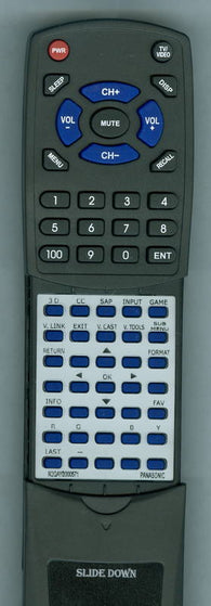 PANASONIC RTN2QAYB000571 Replacement Remote