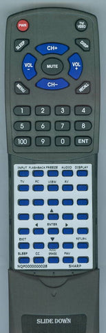 SHARP RTNQP0000000028 Replacement Remote