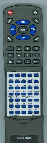 PROSCAN RTPLDEDV3285 Replacement Remote