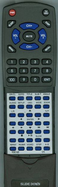GPXRTREMD190B D190B Replacement Remote