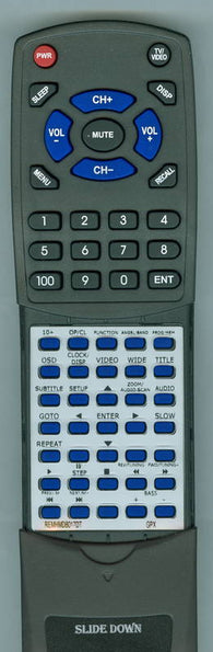 GPX REM-HMD8017DT Replacement Remote