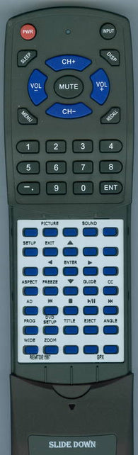 GPX REM-TDE1587 Replacement Remote