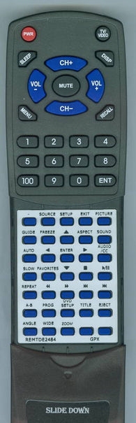 GPX REM-TDE2484 Replacement Remote
