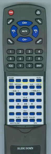 GPX REM-TE1587 Replacement Remote