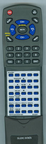 SHARPINSERT RRMCGA430WJSA Replacement Remote