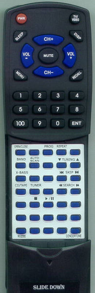 CONCERTONE RV2000 Replacement Remote