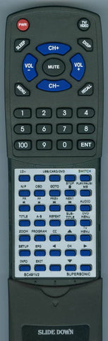 SUPERSONIC RTSC491V2 Replacement Remote