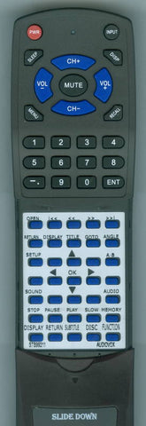 AUDIOVOX STS99211 Replacement Remote