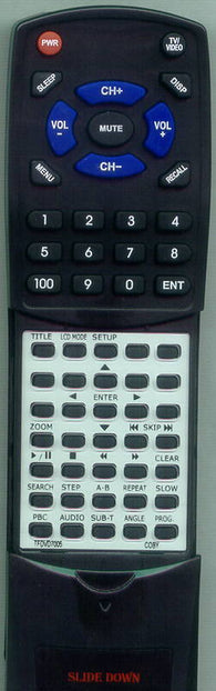 COBY TFDVD7000 Replacement Remote