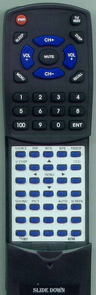 ASTAR TTV3001 Replacement Remote