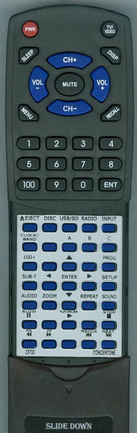 CONCERTONE ZX700 Replacement Remote