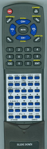 ONKYO--INSERT RC438DV Replacement Remote