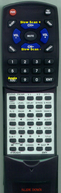 ZENITH--INSERT DVT216 Replacement Remote