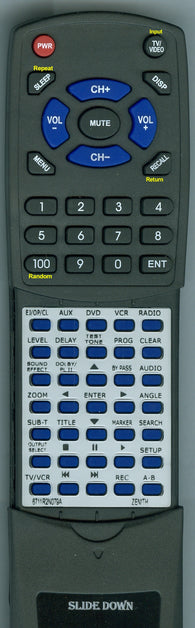 ZENITH--INSERT RT6711R2N079A Replacement Remote