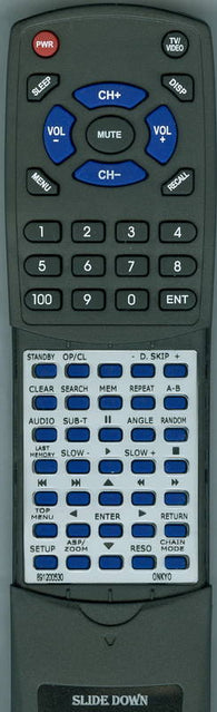 ONKYO DVCP704 Replacement Remote