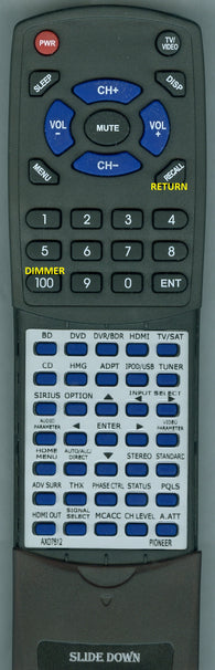 PIONEER--INSERT AXD7612 Replacement Remote