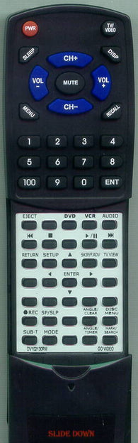 GO VIDEO RTDV102130RM Replacement Remote