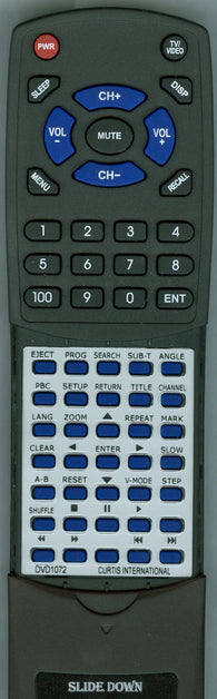 CURTIS INTERNATIONAL DVD1072 Replacement Remote