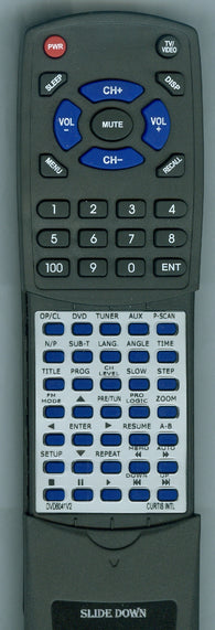 CURTIS INTERNATIONAL DVD6041V2 Replacement Remote