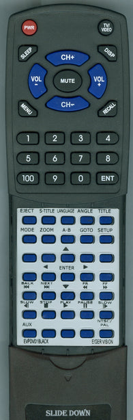 EIGER-VISION- EVPDVD1BLACK Replacement Remote
