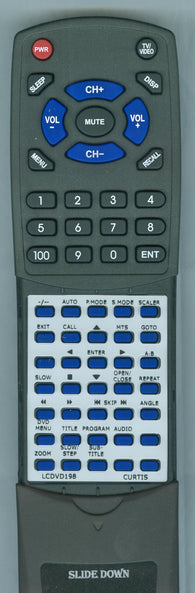 CURTIS INTERNATIONAL RTLCDVD198 Replacement Remote