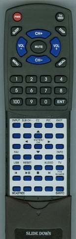 SANYO- 8TL06541W4B Replacement Remote