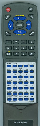 SYLVANIA--INSERT DVC865G Replacement Remote