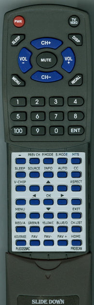 PROSCAN PLDED3280AB Replacement Remote