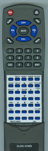 GPX RTREMTE1982EL Replacement Remote