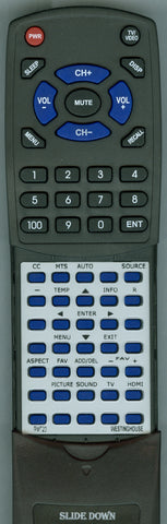 WESTINGHOUSE DWM40F1G1 Replacement Remote