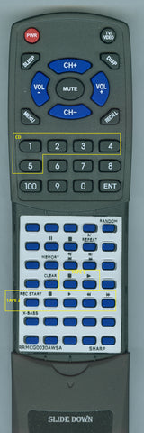 SHARP RTRRMCG0030AWSA Replacement Remote