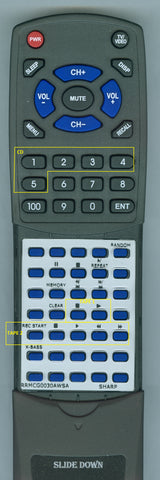 SHARP--INSERT RTRRMCG0030AWSA Replacement Remote