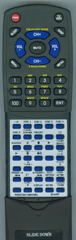 SHARP--INSERT RTRRMCGA159AWSA Replacement Remote
