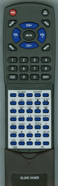GPX TD930B Replacement Remote